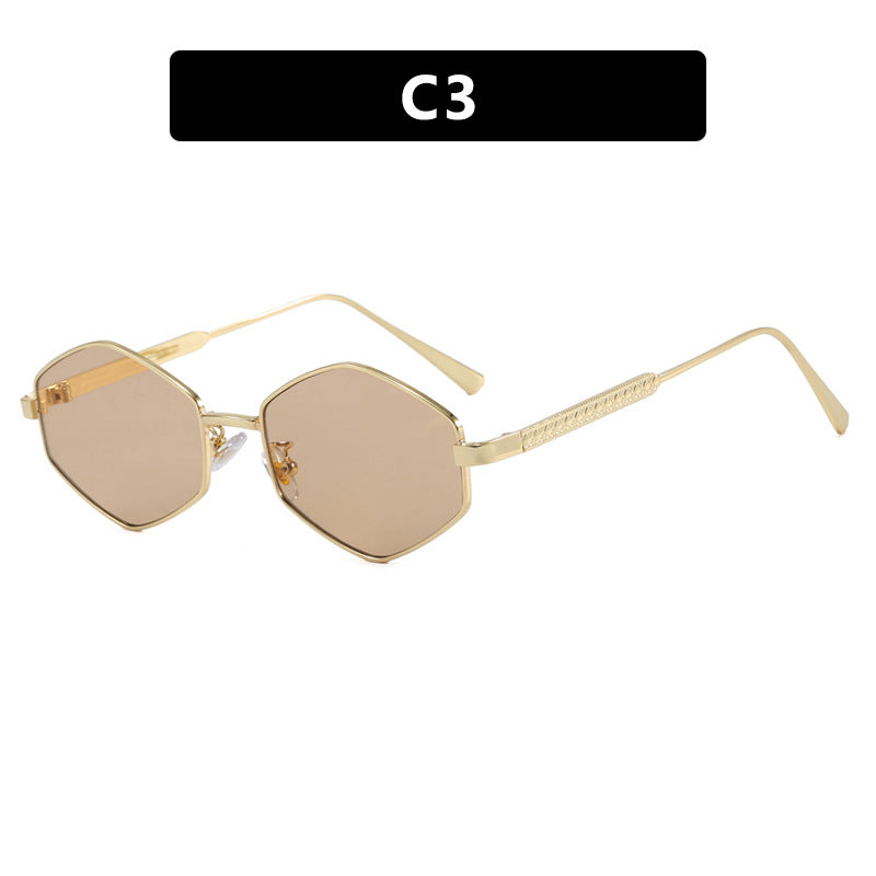 Women's hexagonal sunglasses with elegant metal accents and UV protection Bowlift