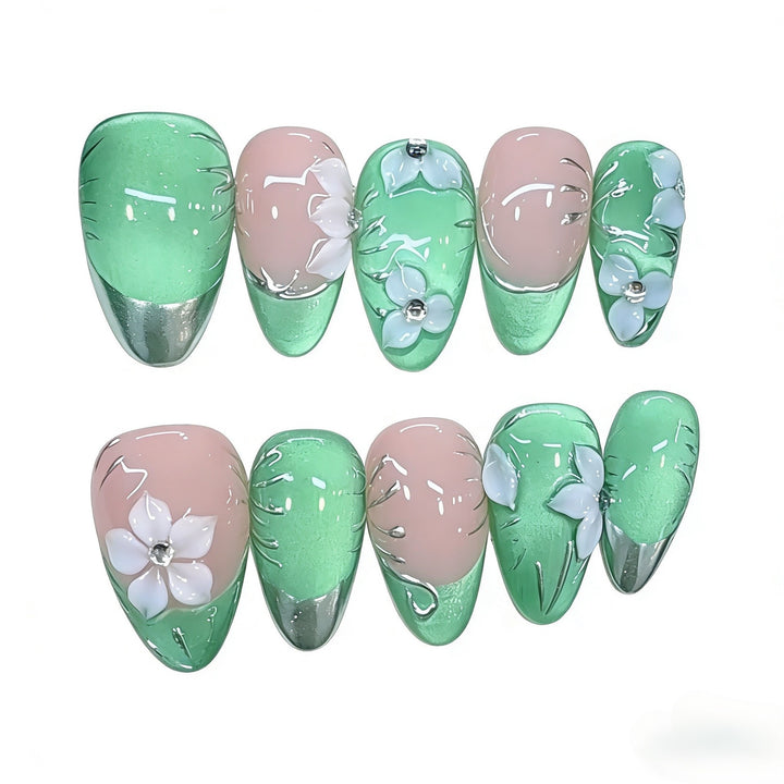 Floral Acrylic Nail Set Bowlift