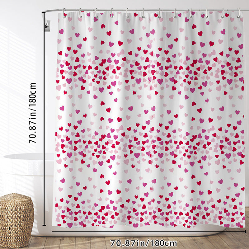 Heart Patterned Shower Curtain Bowlift
