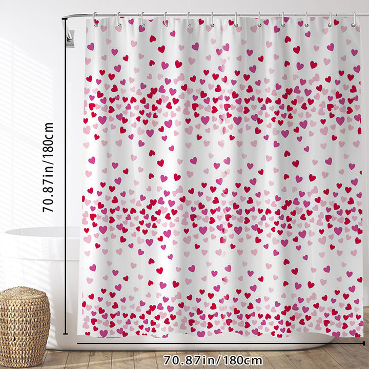 Heart Patterned Shower Curtain Bowlift
