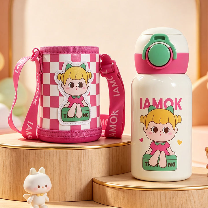 Insulated water bottle with practical carrying strap Bowlift