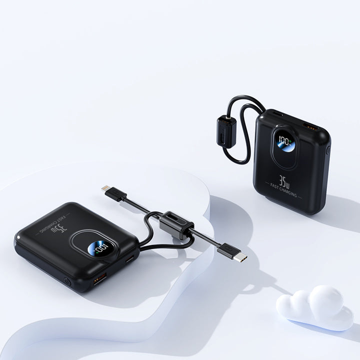 Power bank with fast charging function and integrated charging cables Bowlift
