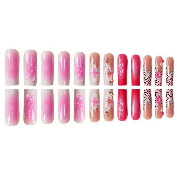 Decorative Floral Press-On Nail Extensions Bowlift