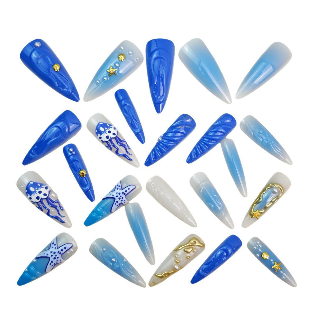 Artificial nails with exotic sea design Bowlift