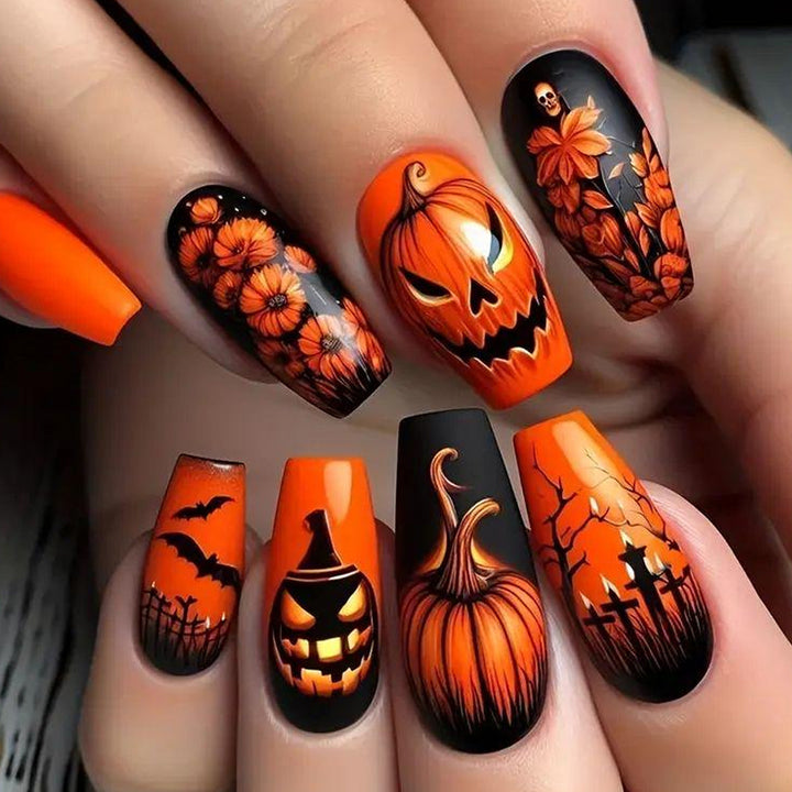 Halloween Nail Art Set with Creative Designs and Sparkling Details Bowlift