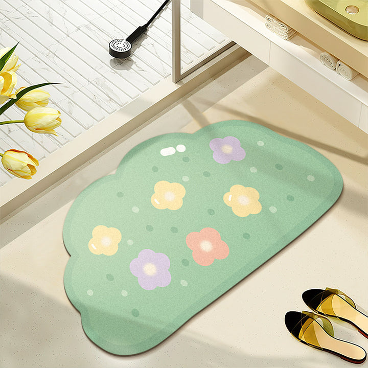 Floral Pattern Water-Absorbent Bath Mat