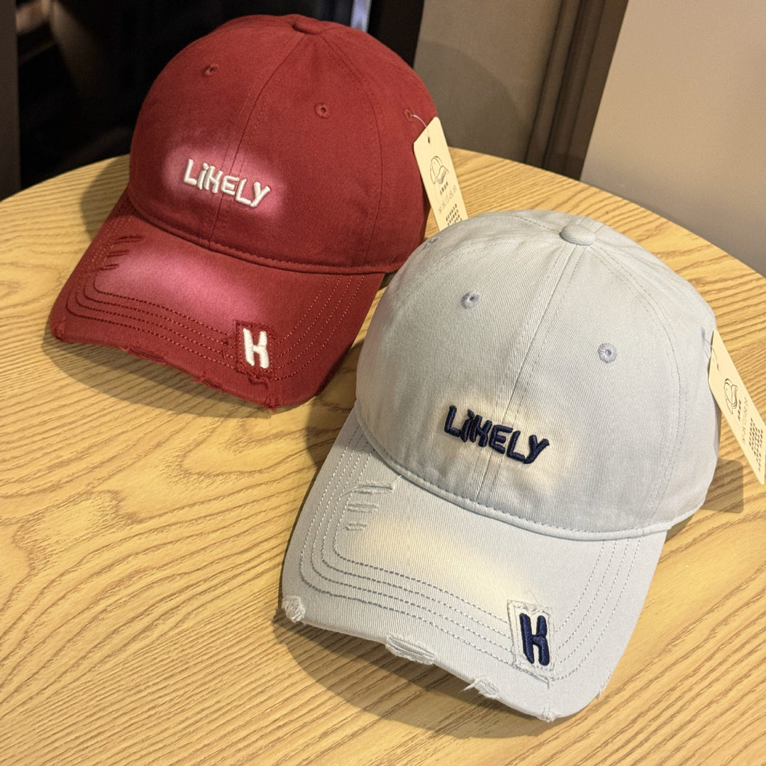 Women's Distressed Embroidered Baseball Cap Bowlift