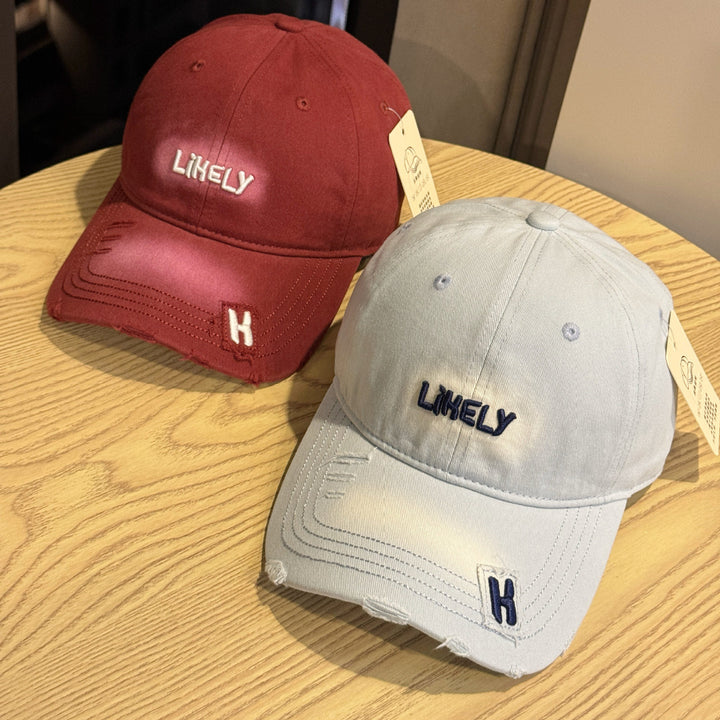 Women's Distressed Embroidered Baseball Cap Bowlift