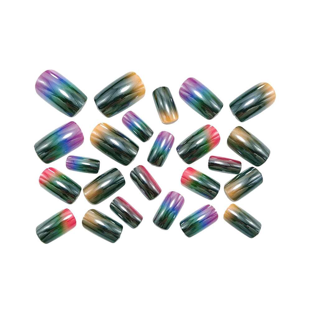 Acrylic Nail Set with High Gloss Metallic Finish Bowlift