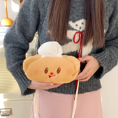Plush Shoulder Bag with Unique Animal Motif Bowlift
