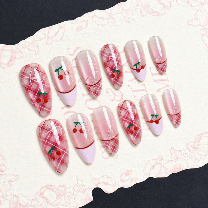Cherry Blossom Inspired Press-On Nail Set Bowlift