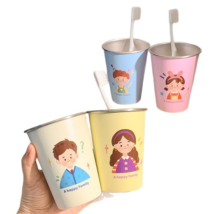 Stainless Steel Drinking Mug with Cheerful Family Motif Bowlift