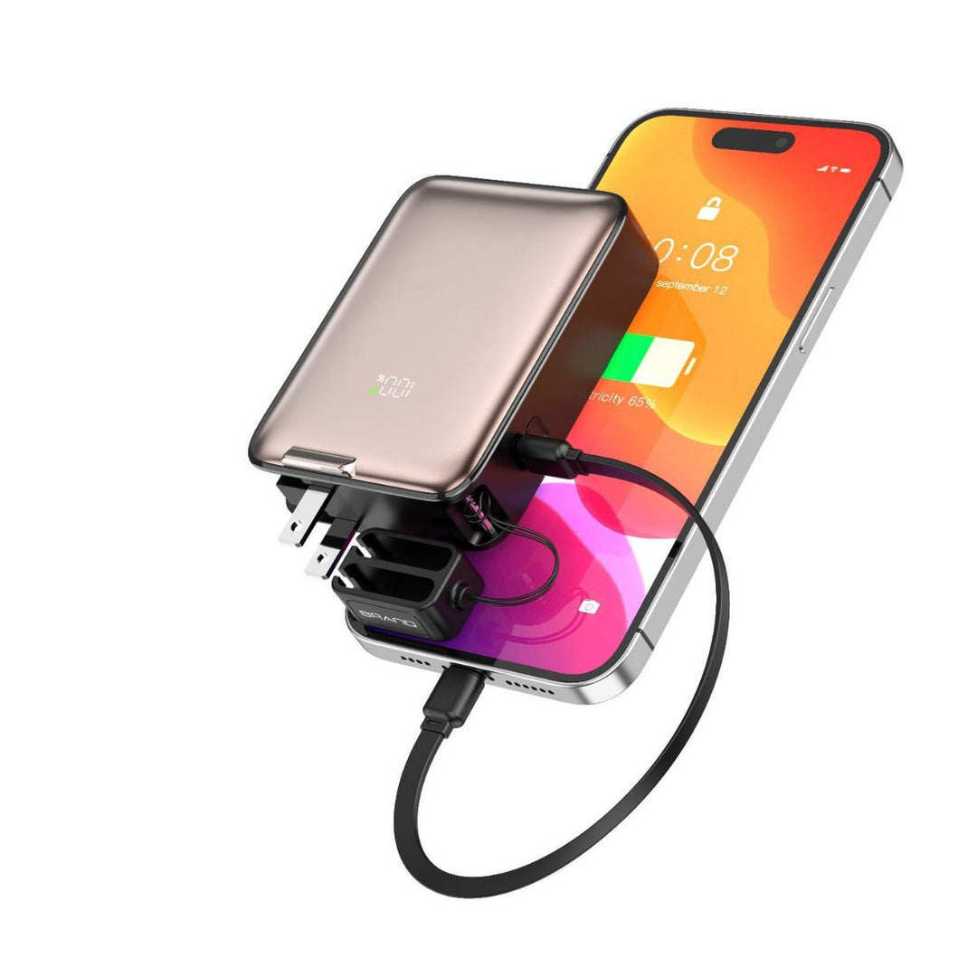 Portable power bank with integrated magnetic charger and smart LED display Bowlift