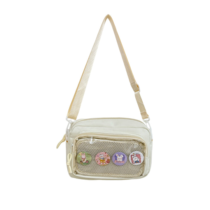 Shoulder bag with transparent viewing pocket and playful graphic design Bowlift
