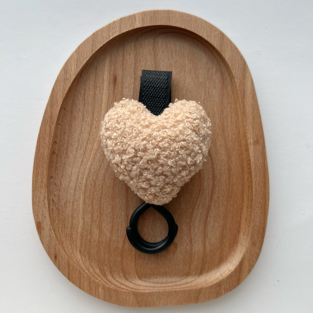 Plush Heart Bag Charm Keyring with Fabric Loop and Rubber O-Ring