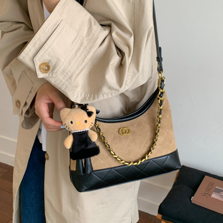 Quilted Suede Shoulder Bag Bowlift