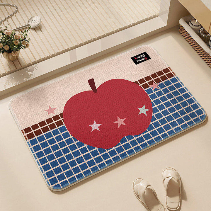 Playful Apple-Themed Kitchen Mat