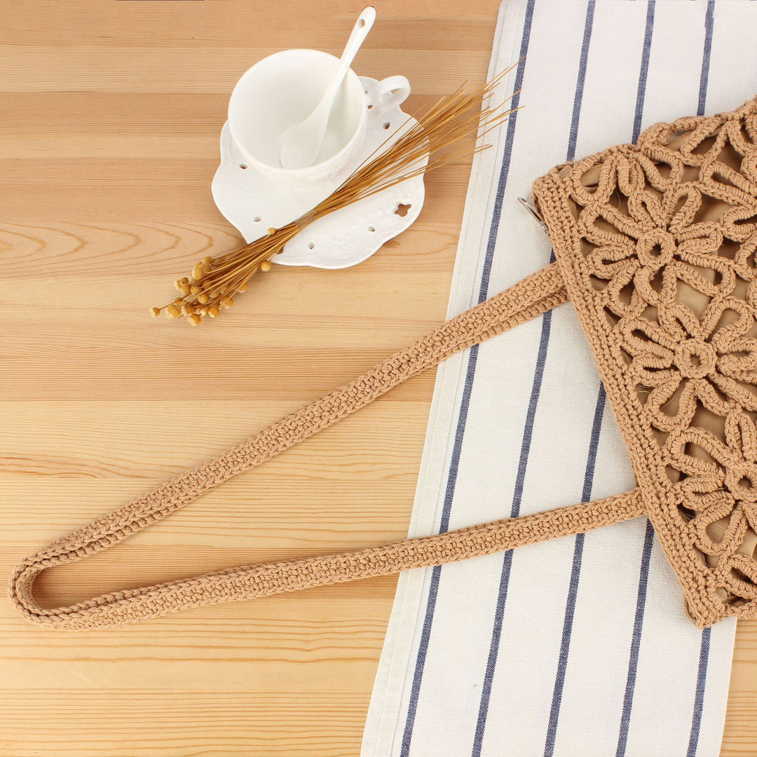 Crochet Tote Bag with Floral Patterns Bowlift