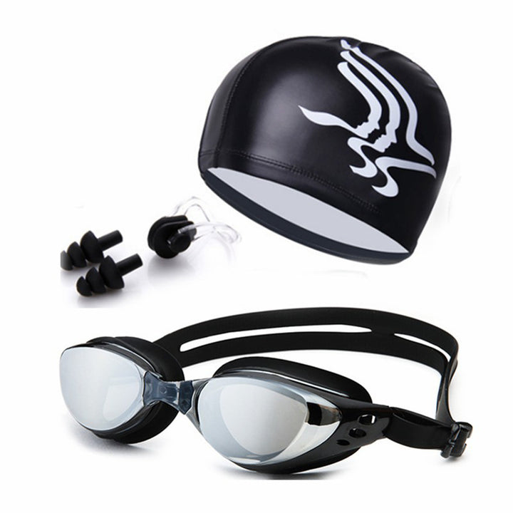 Swim set with hydrodynamic swimming goggles and Bowlift swim cap