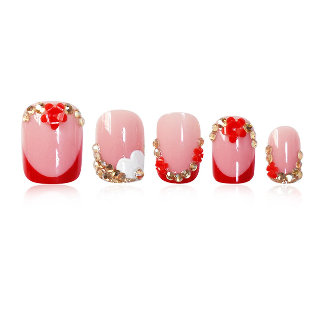 Floral-Accent Press-On Nail Art Bowlift