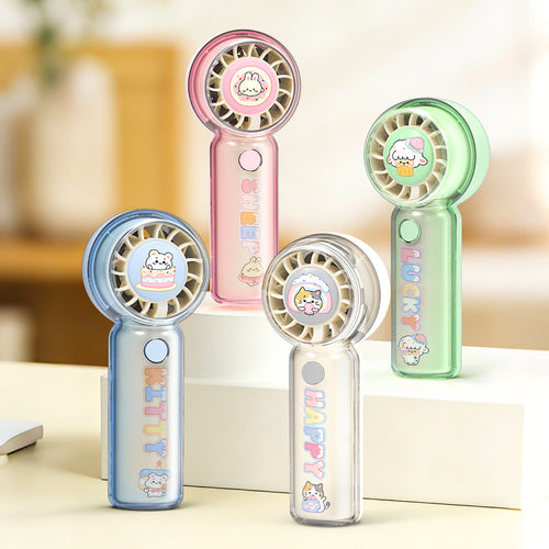 Unisex Portable Hand Fan with Cheerful Cat Design Bowlift