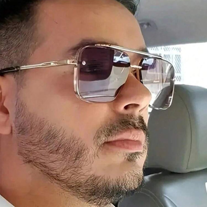 Women square sunglasses with protective lenses and modern metal frame Bowlift