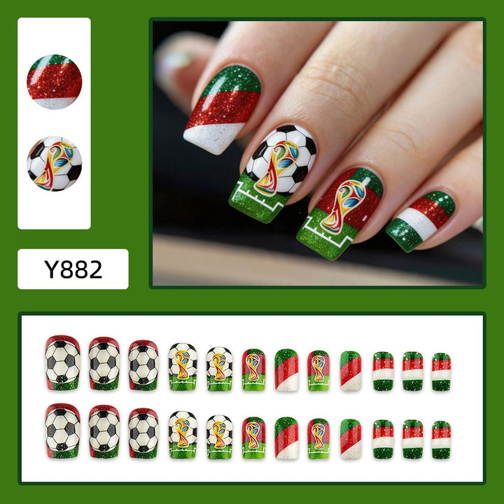 Artificail nails with soccer theme Bowlift