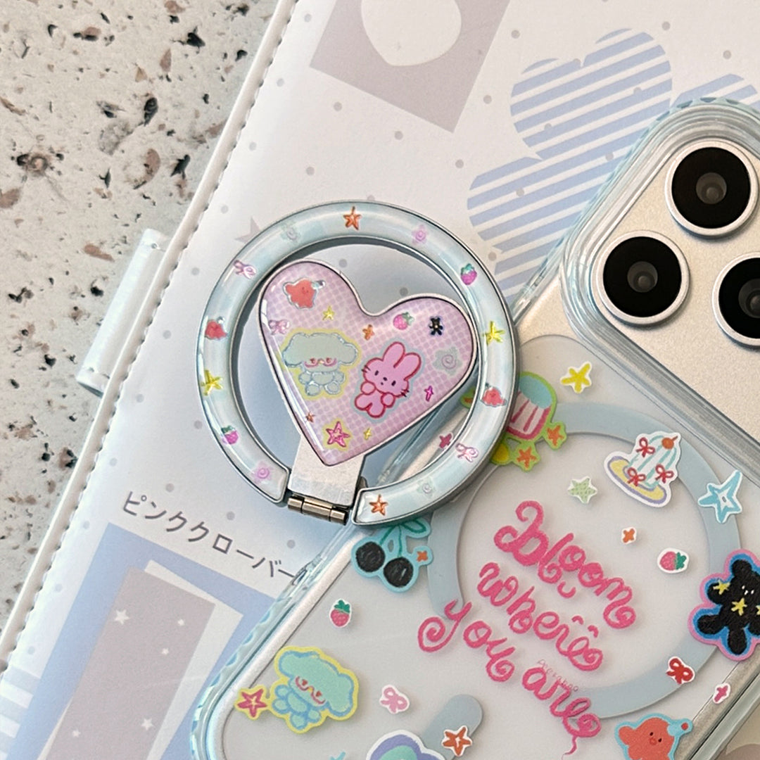 Heart-shaped Smartphone Finger Holder with Kawaii Design Bowlift