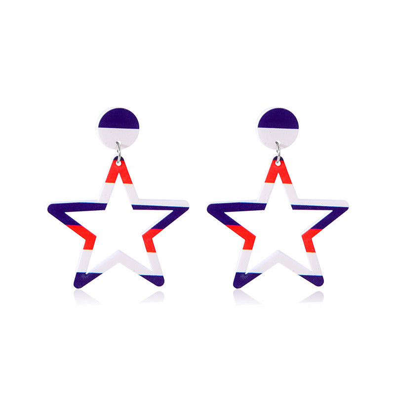 Women's lightweight star earrings with enamel flag design and fishhook Bowlift