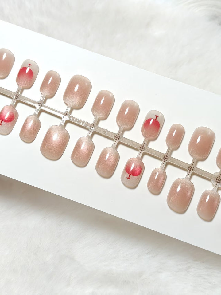 Artificial nails with elegant gradient and glitter accent design Bowlift