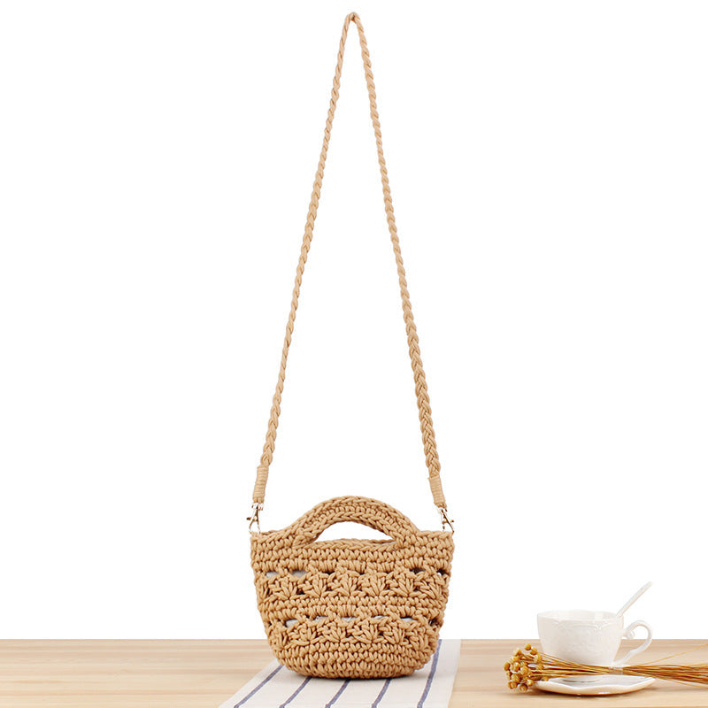 Playful macrame shoulder bag with braided handle Bowlift