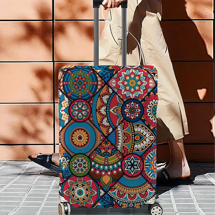 Unisex nan elastic suitcase cover with mandala pattern and telescopic handle compatibility Bowlift