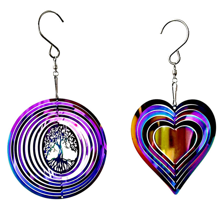 Iridescent Layered Heart Wind Spinner Hanging Suncatcher Bowlift