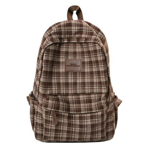 Checked Patterned Casual School Backpack Bowlift