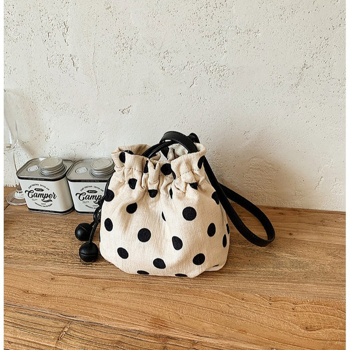Polka Dot Drawstring Shoulder Bag Bowlift