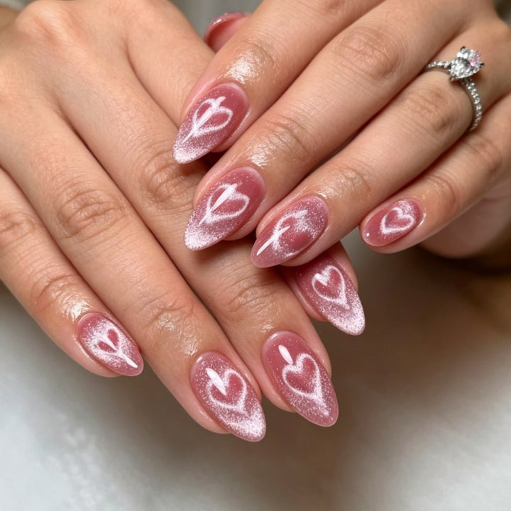 Artistic Press-On Nail Set with Celestial Design Bowlift