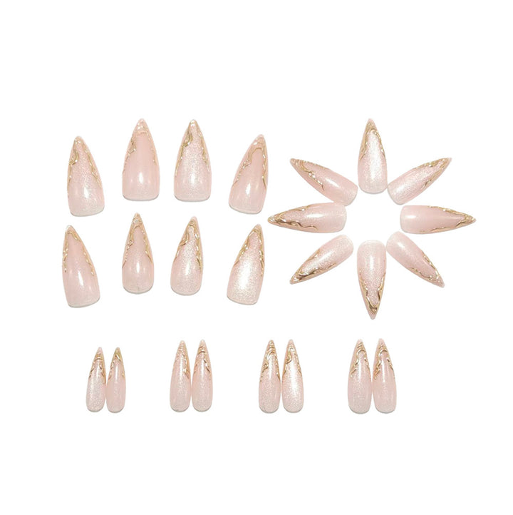 Artificial nails in an elegant style with gold accents Bowlift