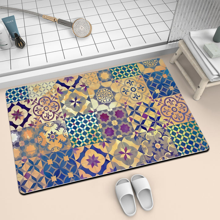 Colorful Geometric Pattern Bath Mat Bowlift