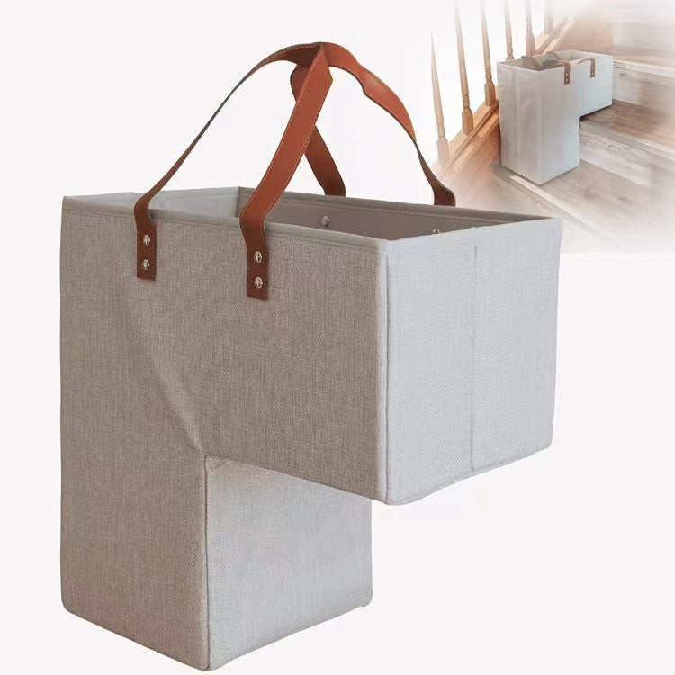 Collapsible Storage Basket with Leather Handles Bowlift