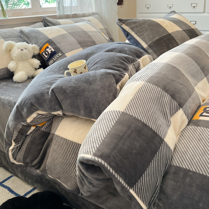 Plush Reversible Microfiber Comforter Set With Oversized Bolstered Body Pillow And Geometric Print