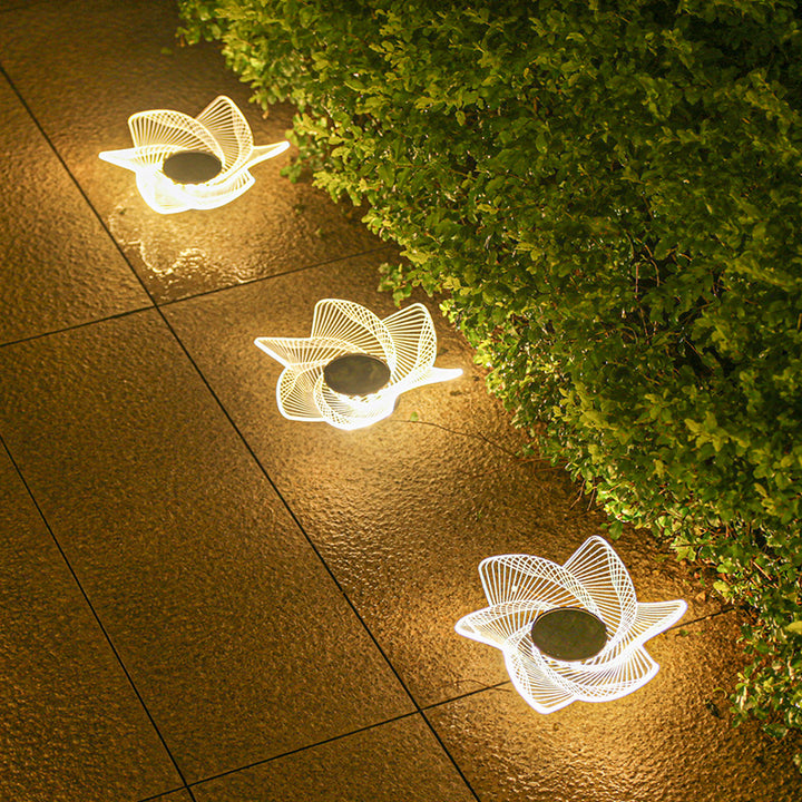 Decorative Solar Acrylic Petal Garden Stake LED Pathway Light Bowlift