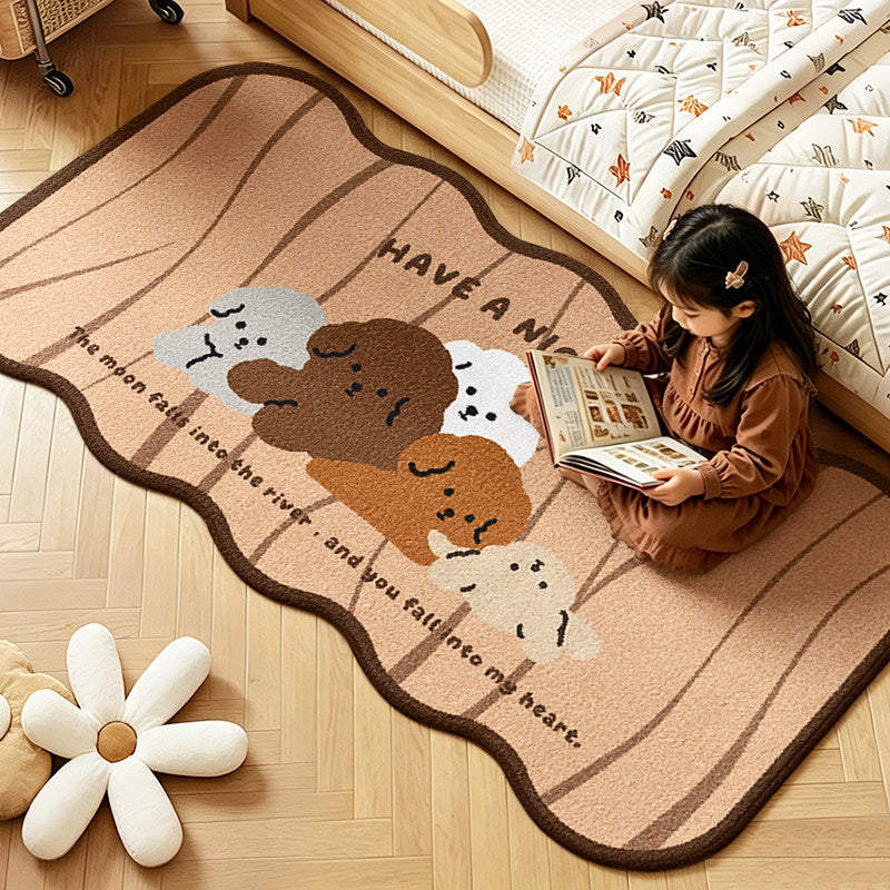 Children's Playful Animal Design Area Rug Bowlift