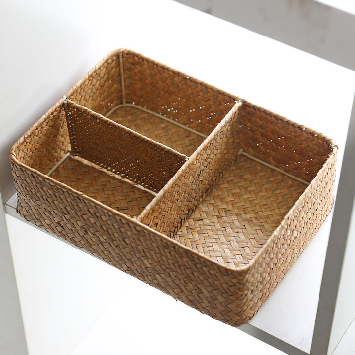 Woven Multi-Compartment Storage Basket Bowlift
