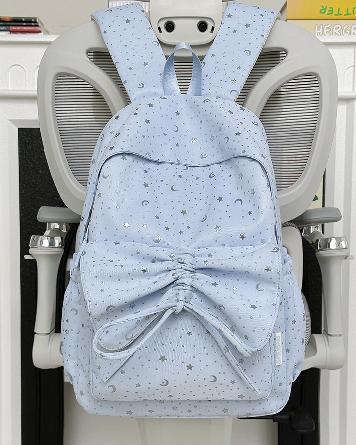Starry Print Bow-Detail Backpack Bowlift