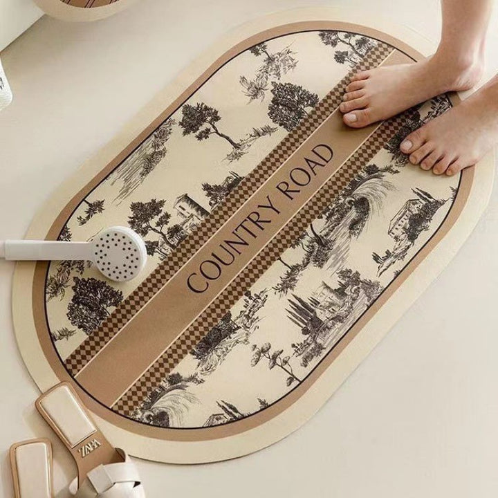 Elegant Floral Design Bath Mat Bowlift