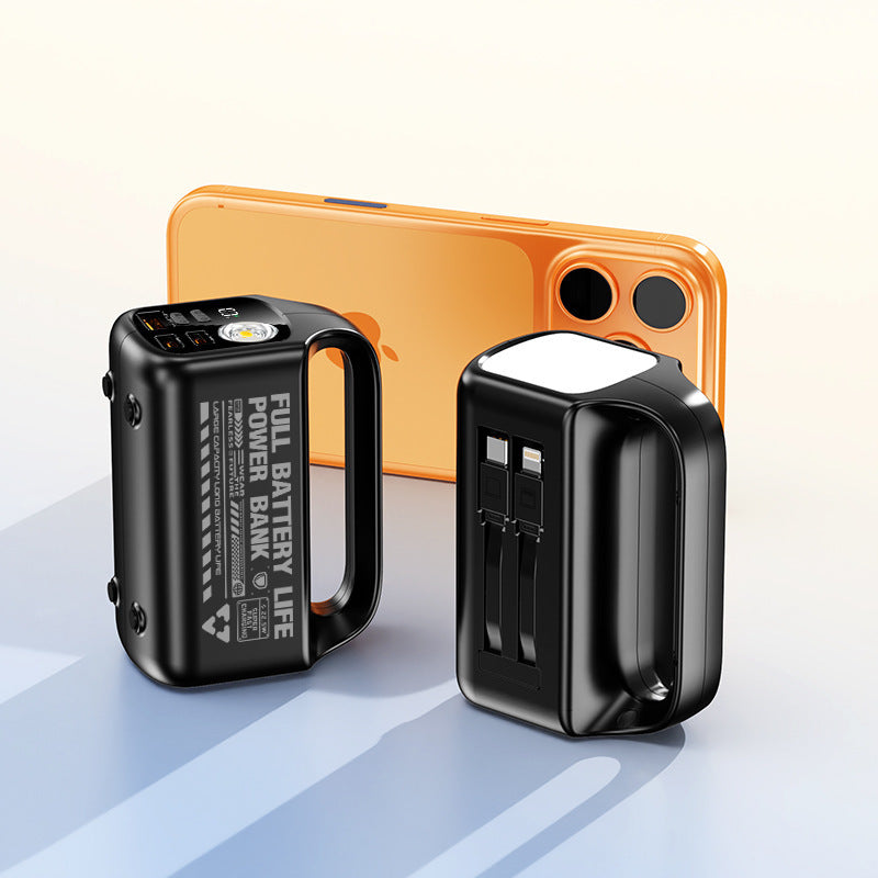 Portable power bank with integrated cable and ergonomic design Bowlift