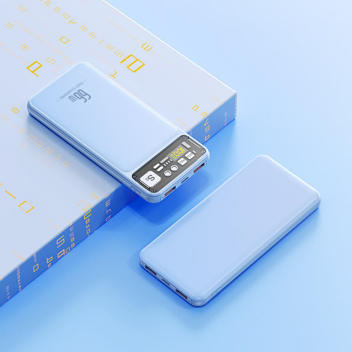 Power bank with integrated cable system and digital charging display Bowlift