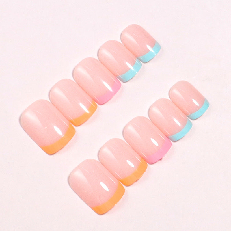 Premium Gradient French Tip Press-On Nail Set Bowlift