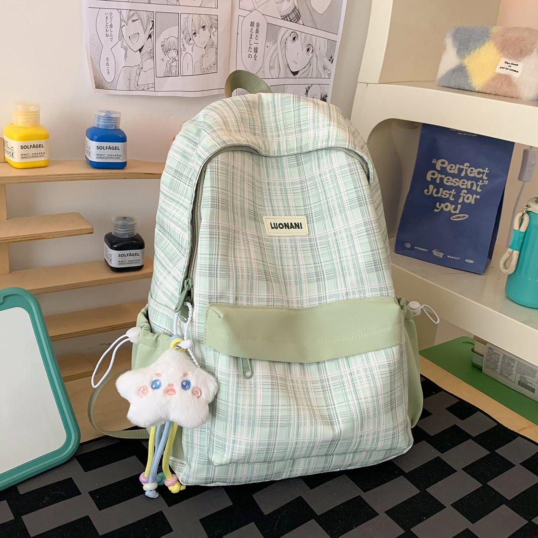 Chic Checked Casual Backpack Bowlift