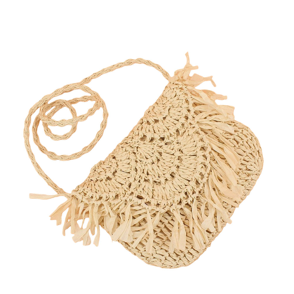 Handmade handbag with fringes Made from natural material Bowlift